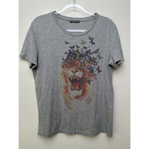 Alexander McQueen Lion Butterfly Graphic T-Shirt Gray IT 44 (US 8) - Picture 2 of 12